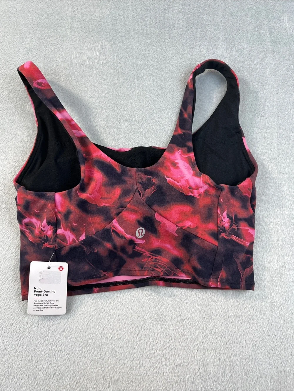 NWT Lululemon Nulu Front-Darting Yoga Bra Size 4 Pink Black Longline Soft